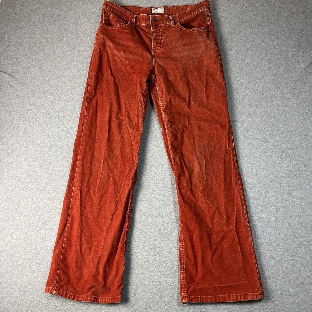We The Free Pants Womens 30 (32x32) Orange Flare Corduroy Cotton Blend Stretch